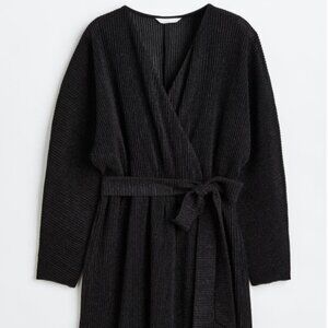 H&M - glittery wrap dress - black - size XS